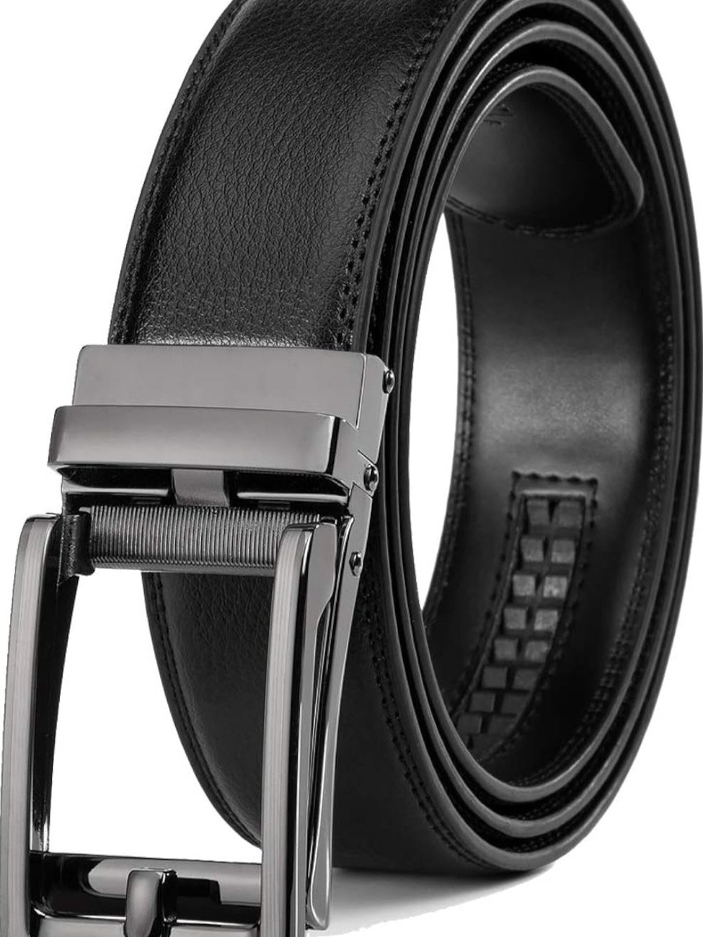 Founders & C Men's Leather Ratchet Comfort Click Belt Dress with Slide Buckle